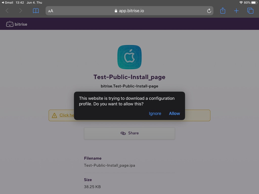 Installing an ipa file from the public install page