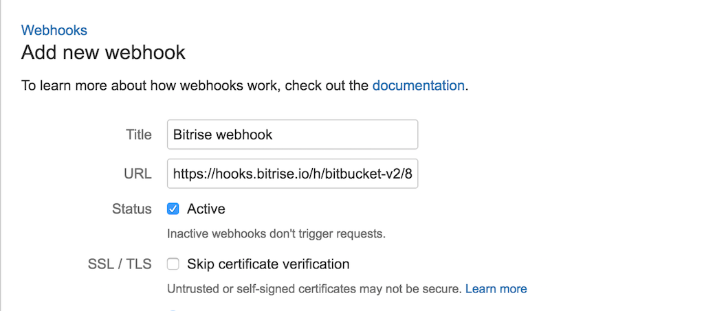 Adding a Bitbucket webhook