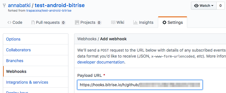 Adding a GitHub webhook